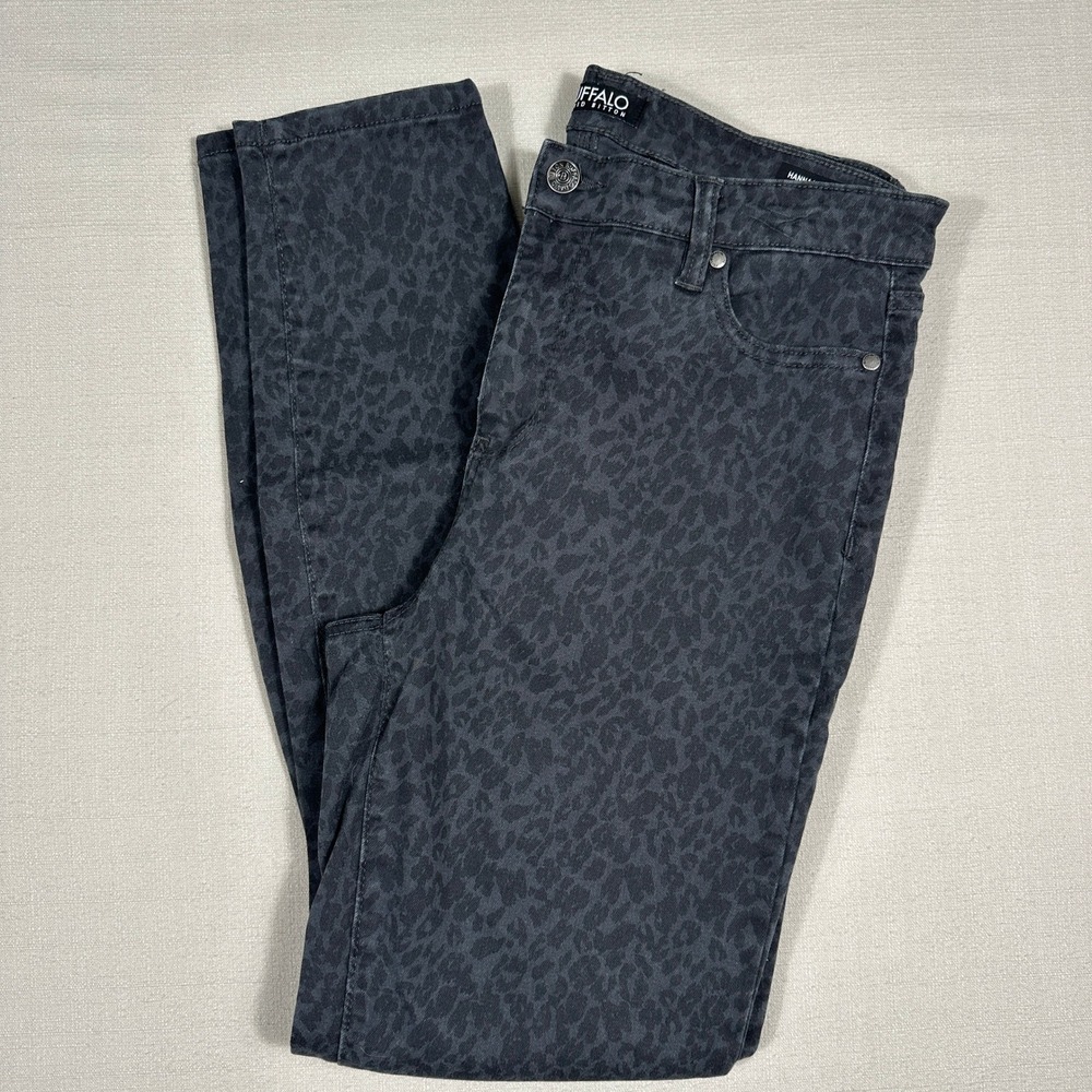Buffalo David Bitton Hanna Pants Womens 8/29 Grey Excellent Leopard Skinny Leg